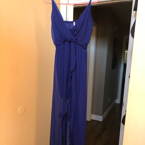 Royal blue long back dress - Picture 2 of 4
